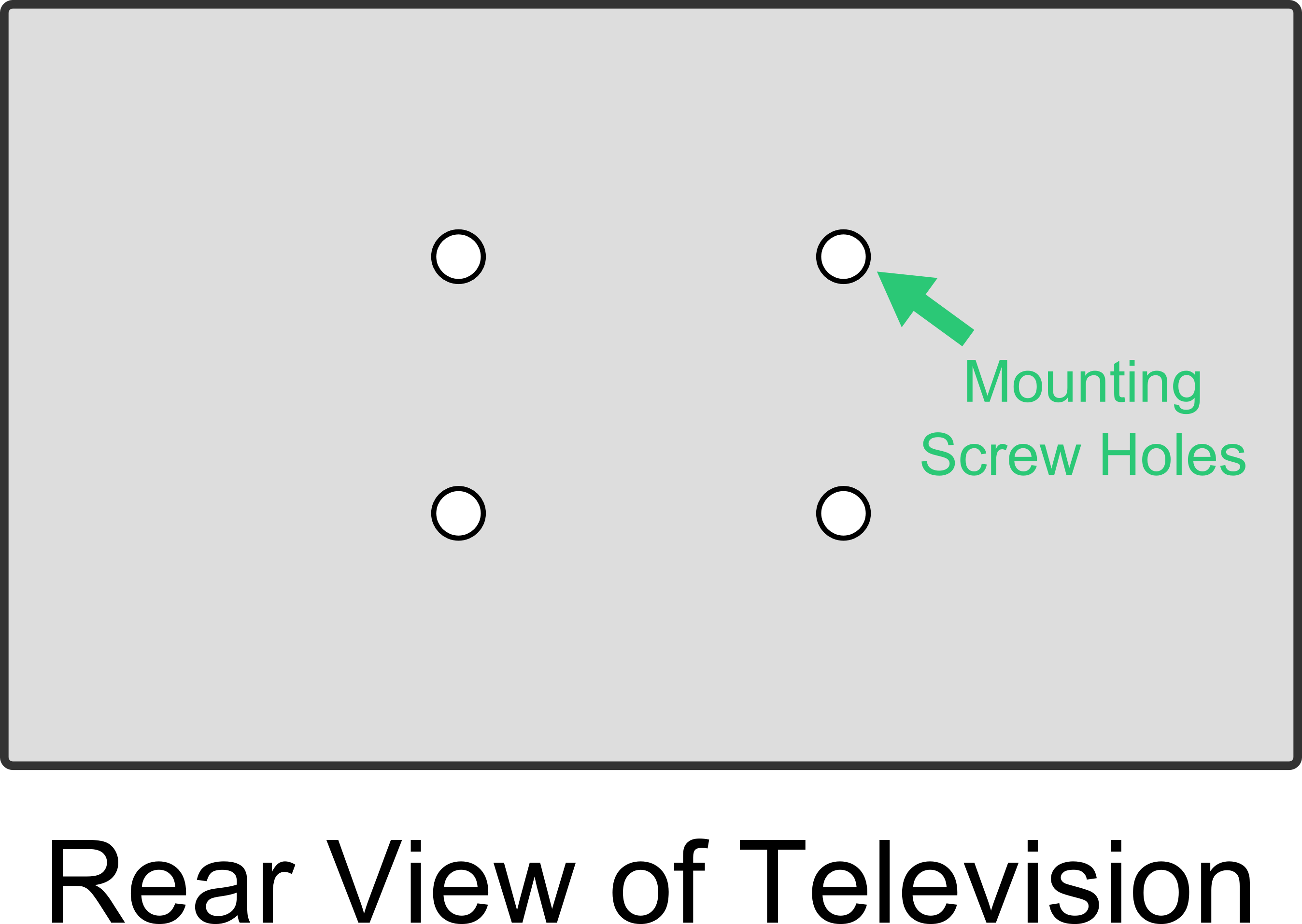 Rear View of Television Showing Mounting Screw Holes